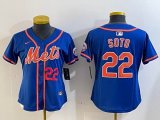 Youth Nike New York Mets #22 Juan Soto blue majestic mlb jerseys-BD