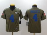 Youth Nike Dallas Cowboys #4 Dak Prescott green USA flag Color Rush Limited Jersey