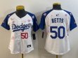 Women 2025 Nike Los Angeles Dodgers 50 Mookie Betts white blue fashion majestic baseball jerseys Sakura plate