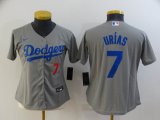 Nike Los Angeles Dodgers #7 Julio Urias gray Women majestic baseball jerseys