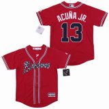 Youth Atlanta Braves #13 Ronald Acuna Jr. red Majestic baseball jersey