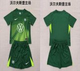 2025-2026 Wolfsburg club green kid soccer jerseys home