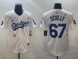 2025 Nike Los Angeles Dodgers #67 Honor Vin Scully white fashion majestic baseball jerseys Sakura plate 01