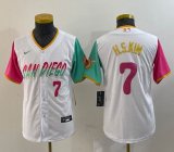 Youth Nike San Diego Padres #7 Ha Seong Kim white red green MLB Baseball jerseys 02