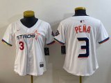 Women Houston Astros #3 Jeremy Pena white nike majestic baseball jerseys Joint name -BD