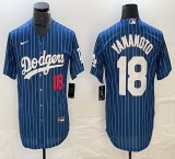 Nike Los Angeles Dodgers #18 Yoshinobu Yamamoto blue throwback majestic baseball jerseys