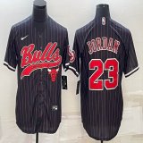 Nike Chicago Bulls #23 Michael Jordan black NBA basketball Jersey with shorts sleeves-BD 01