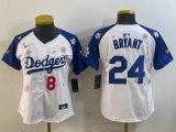 Youth 2025 Nike Los Angeles Dodgers #24 an #8 Kobe Bryant white blue fashion majestic baseball jerseys Sakura plate