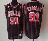 Adidas Chicago Bulls #91 Dennis Rodman black red stripe NBA basketball Jerseys-688