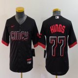 Youth Nike Cincinnati Reds #77 Hinds black majestic baseball jerseys city version