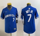 Youth Nike Kansas City Royals #7 Bobby Witt Jr. blue majestic baseball jerseys -BD