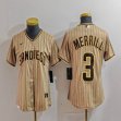 Women Nike San Diego Padres #3 Jackson Merrill beige majestic baseball jerseys