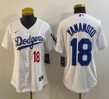 Women Nike Los Angeles Dodgers #18 Yoshinobu Yamamoto white majestic baseball jerseys