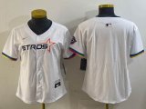 Women Houston Astros blank white majestic baseball jerseys Joint name