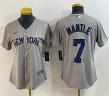 Women Nike New York Yankees #7 Mickey Mantle gray MLB baseball Jersey