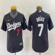 Women Los Angeles Dodgers #7 Julio Urias black majestic baseball jerseys 03