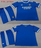 2025-2026 Real Madrid club blue kid soccer jerseys second away