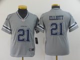 Youth Nike Dallas Cowboys #21 Ezekiel Elliott gray NFL Jersey Inverted version