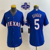 Youth 2023 Champions Nike Texas Rangers #5 Seager blue majestic baseball jerseys