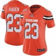 Women Browns #23 Joe Haden orange Nike Color Rush Limited Jerseys