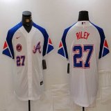 Nike Anaheim Angels #27 Austin Riley white blue throwback majestic baseball city version 01