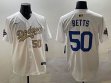 Los Angeles Dodgers #50 Mookie Betts white Nike majestic baseball Jersey-BD 01