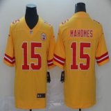 Nike Kansas City Chiefs #15 Patrick Mahomes Yellow Color Rush Limited Jerseys Inverted version