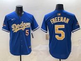 Los Angeles Dodgers #5 Freddie Freeman blue gold fashion baseball Jerseys-BD