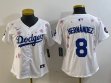 Women 2025 Nike Los Angeles Dodgers #8 Enrique Hernandez white fashion majestic baseball jerseys Sakura plate