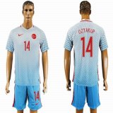 2016 Turkey team OZYAKUP #14 skyblue soccer jersey away
