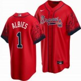 Nike Atlanta Braves #1 Ozzie Albies red new majestic baseball Jersey