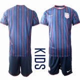 2025-2026 United States team blue kid soccer jerseys away
