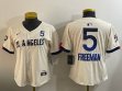 Women Nike Dodgers #5 Freddie Freeman beige fashion majestic baseball jerseys