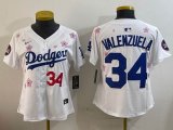 Women 2025 Nike Los Angeles Dodgers #34 Fernando Valenzuela white fashion majestic baseball jerseys Sakura plate