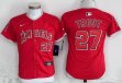Youth Los Angeles Angels #27 Mike Trout red majestic baseball jersey-YC