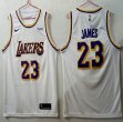 Nike Los Angeles Lakers #23 LeBron James white basketball jerseys with Wish Patch