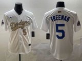 2025 Nike Los Angeles Dodgers #5 Freddie Freeman white gold fashion majestic baseball jerseys 04