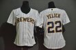 Women Nike Milwaukee Brewers #22 Christian Yelich white majestic baseball Jersey
