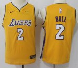 Youth Nike Lonzo Ball #2 Los Angeles Lakers yellow nba basketball Jerseys-MHD
