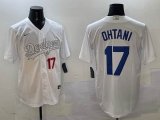 Los Angeles Dodgers #17 Shohei Ohtani white fashion Nike majestic baseball Jersey-BD