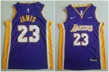 Youth Nike Los Angeles Lakers #23 LeBron James purple basketball jerseys-TY