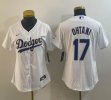 Women Los Angeles Dodgers #17 Shohei Ohtani Nike white gold majestic baseball Jersey