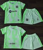 2024-2025 Barcelona club light green Kid soccer jerseys second away
