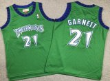 Youth Minnesota Timberwolves #21 Kevin Garnett green Throwback basketball jersey-XD