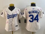 Youth 2025 Nike Los Angeles Dodgers #34 Fernando Valenzuela beige fashion majestic baseball jerseys Sakura plate 01