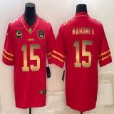 Nike Kansas City Chiefs #15 Patrick Mahomes red gold Color Rush Limited Jerseys C patch