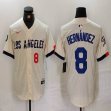 Nike Los Angeles Dodgers #8 Enrique Hernandez beige fashion MLB baseball Jersey 03