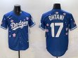 2025 Nike Los Angeles Dodgers #17 Shohei Ohtani blue fashion majestic baseball jerseys Sakura plate 02