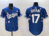 2025 Nike Los Angeles Dodgers #17 Shohei Ohtani blue fashion majestic baseball jerseys Sakura plate 02