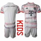 2025-2026 Bayern Munich white red gray kid soccer jerseys away